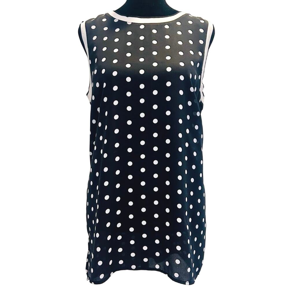 Vince Camuto Polka Dot Sleeveless Blouse Size Small Sheer Layered Top